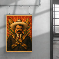 Emiliano Zapata beneath crossed bandoliers and maize poster 4