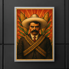 Emiliano Zapata beneath crossed bandoliers and maize poster 5