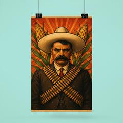 Emiliano Zapata beneath crossed bandoliers and maize poster 6