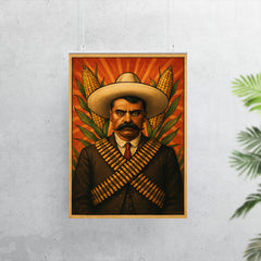 Emiliano Zapata beneath crossed bandoliers and maize poster 7