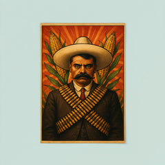 Emiliano Zapata beneath crossed bandoliers and maize poster 8