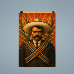 Emiliano Zapata beneath crossed bandoliers and maize poster 9