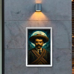 Emiliano Zapata moonlit portrait with cartridge belts poster 2