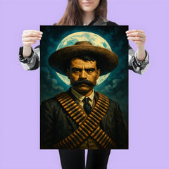 Emiliano Zapata moonlit portrait with cartridge belts poster 3