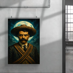 Emiliano Zapata moonlit portrait with cartridge belts poster 4