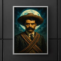 Emiliano Zapata moonlit portrait with cartridge belts poster 5