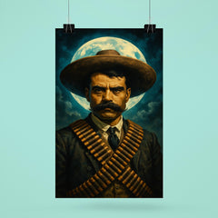 Emiliano Zapata moonlit portrait with cartridge belts poster 6