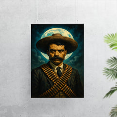 Emiliano Zapata moonlit portrait with cartridge belts poster 7
