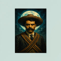 Emiliano Zapata moonlit portrait with cartridge belts poster 8