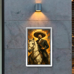 Emiliano Zapata on white horse bandolier crossed poster 2