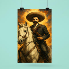 Emiliano Zapata on white horse bandolier crossed poster 6