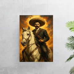 Emiliano Zapata on white horse bandolier crossed poster 7