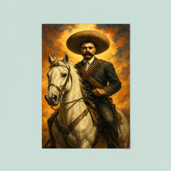 Emiliano Zapata on white horse bandolier crossed poster 8