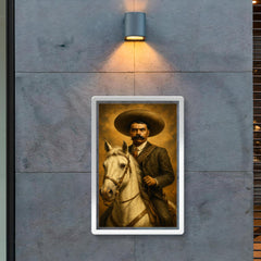 Emiliano Zapata on white horse portrait poster 2