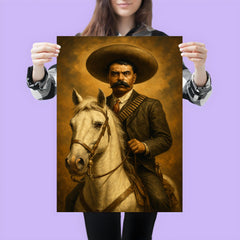 Emiliano Zapata on white horse portrait poster 3