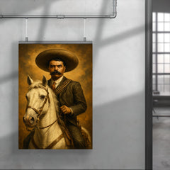 Emiliano Zapata on white horse portrait poster 4
