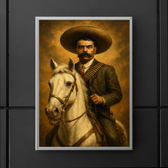 Emiliano Zapata on white horse portrait poster 5