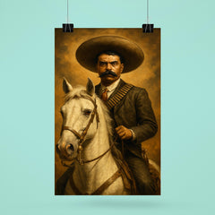 Emiliano Zapata on white horse portrait poster 6