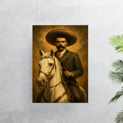 Emiliano Zapata on white horse portrait poster 7