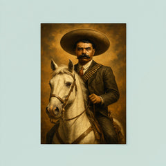 Emiliano Zapata on white horse portrait poster 8