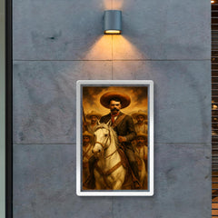 Emiliano Zapata on white horse with campesinos poster 2
