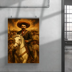 Emiliano Zapata on white horse with campesinos poster 4