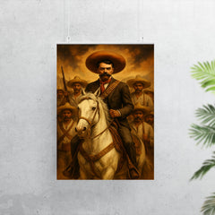 Emiliano Zapata on white horse with campesinos poster 7