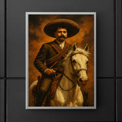 Emiliano Zapata on white horse with cartridge belts poster 5