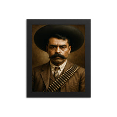 Emiliano Zapata portrait framed print on a plain backdrop in size 8"x10".