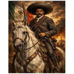 Emiliano Zapata with white horse and cartridge belts jigsaw puzzle