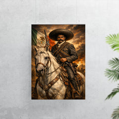 Emiliano Zapata with white horse and cartridge belts poster 7