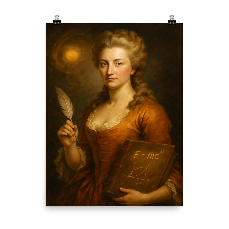 Emilie du Chatelet poster on a plain backdrop in size 8