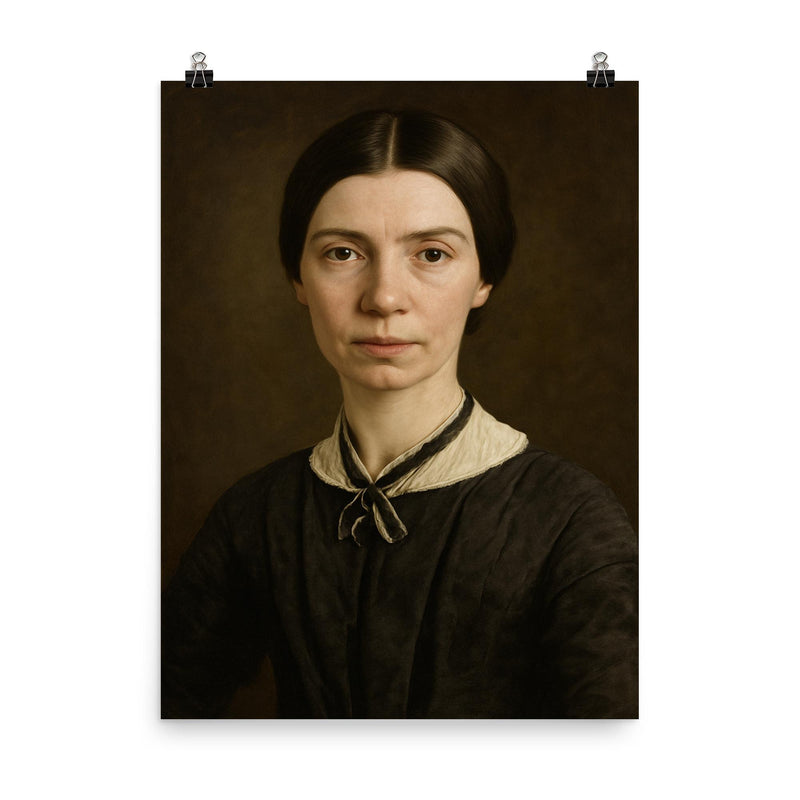 Emily Dickinson portrait poster on a plain backdrop in size 8