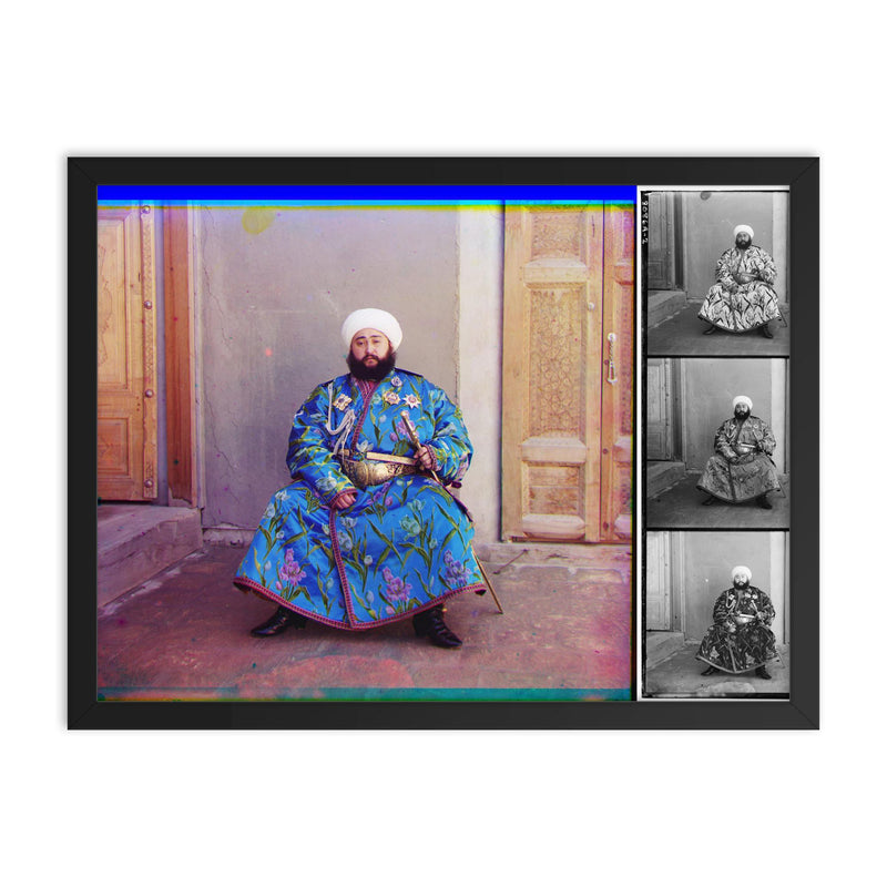 Emir Alim Khan, Tri-Color Composite, 1911 framed print on a plain backdrop in size 18