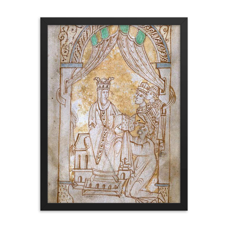 Emma of Normandy framed print on a plain backdrop in size 18