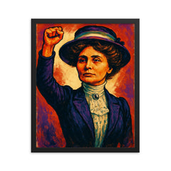 Emmeline Pankhurst framed print on a plain backdrop in size 16"x20".