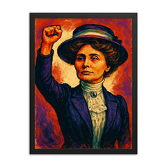 Emmeline Pankhurst framed print on a plain backdrop in size 18"x24".