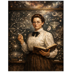 Emmy Noether at blackboard of symmetries jigsaw puzzle
