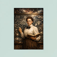 Emmy Noether at blackboard of symmetries poster 8