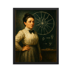 Emmy Noether before shattered symmetry blackboard framed print on a plain backdrop in size 16"x20".
