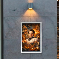 Emmy Noether framed by abstract algebra diagrams poster 2
