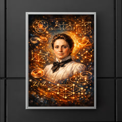 Emmy Noether framed by abstract algebra diagrams poster 5