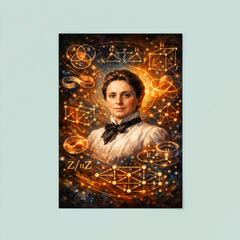 Emmy Noether framed by abstract algebra diagrams poster 8