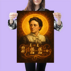 Emmy Noether theorem diagram haloed like a saint poster 3