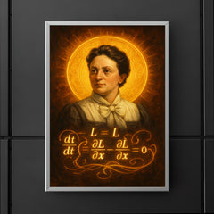 Emmy Noether theorem diagram haloed like a saint poster 5