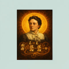 Emmy Noether theorem diagram haloed like a saint poster 8