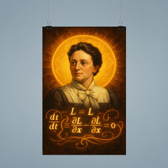 Emmy Noether theorem diagram haloed like a saint poster 9