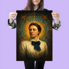 Emmy Noether with symmetries radiating like halos poster 3