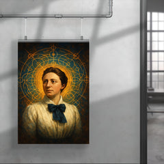 Emmy Noether with symmetries radiating like halos poster 4