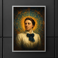 Emmy Noether with symmetries radiating like halos poster 5